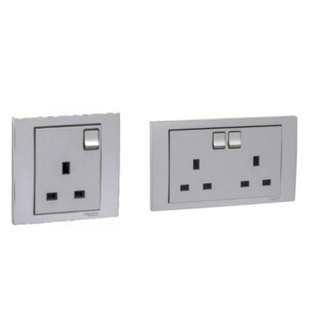 SCHNEIDER VIVACE 13A 250V 1GANG SWITCHED SOCKET (SINGLE SOCKETS)  KB15_G11 ALUMINIUM SILVER