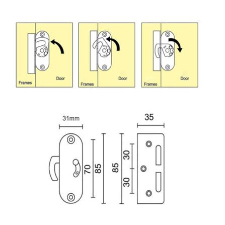 AVIO 90 DEGREE SLIDING DOOR LOCK K09N