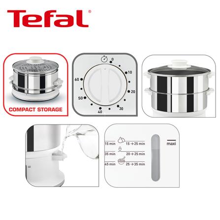 TEFAL FOOD STEAMER VC1451 980WATT 6.0LITER STAINLESS STEEL 2TIER