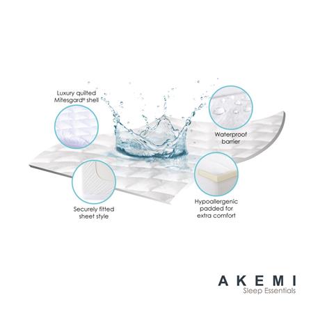 AKEMI WATERPROOF MATTRESS PROTECTOR SLEEP ESSENTIAL QUEEN WHITE