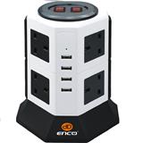8GANG 2M+4USB VRTL SCKT BLK 4U8KBK ENCO