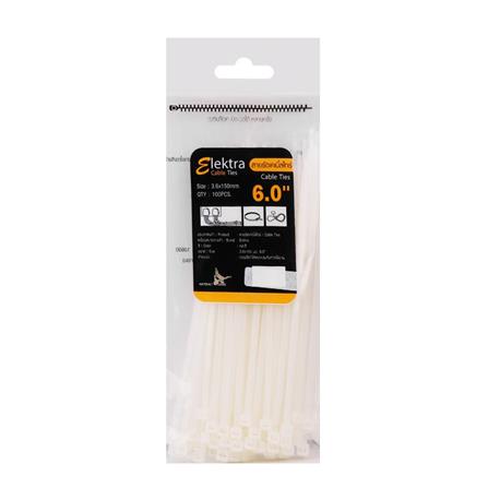 ELECKTA CABLE TIES 6 Inch 3.6 Millimeter WHITE (100 LINE)