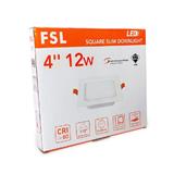 FSL DOWNLIGHT 4" 12W PANEL (SQ) WHITE SQUARE WARM WHITE 3000K