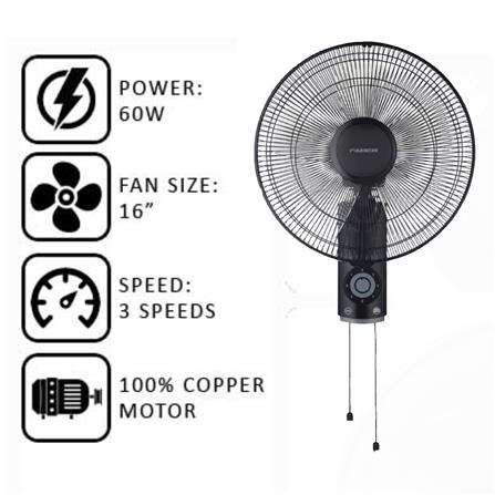 FABER WALL FAN FWF VENTO GEN 2 1633 16INCH 60WATT 5BLADES