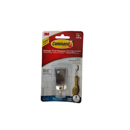 COMMAND SATIN NICKEL BATH SMALL HOOK