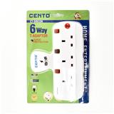 6 WAY T-ADAPTOR WITH NEON + SURGE CTS8633N CENTO