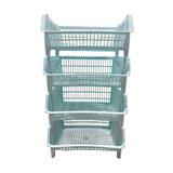 CLOTH BASKET SQUARE WITHOUT LID WITHOUT WHEEL 4TIER BK-134 BLUE