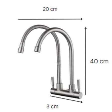 LIVINOX SINK FAUCET WALL SINK &ldquo;U&rdquo; + FLEXI DOUBLE SPOUT LST-CR231F (WDCCL/E)