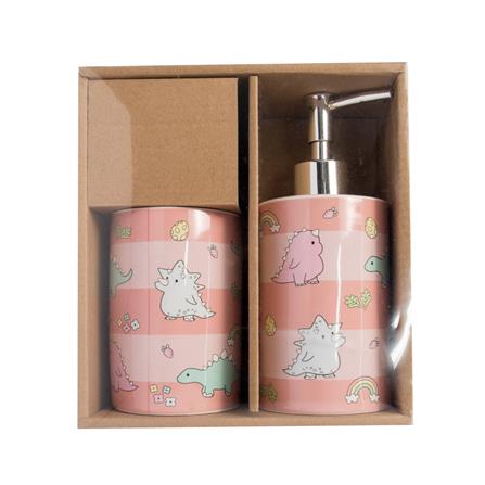 SOAP DISPENSER SET MOYA CE2651AA-2 CERAMIC DINOSAUR
