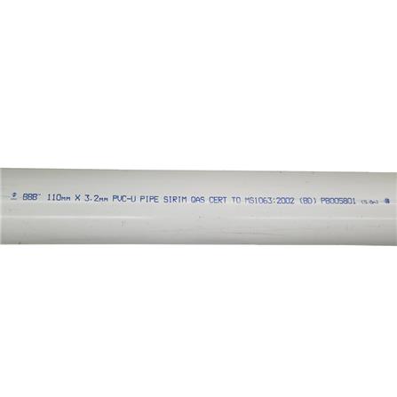 ATKC UPVC PIPE 110MM (4") x 2.9M BBB WATER PIPE
