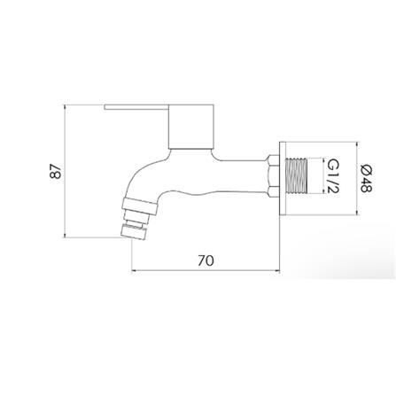 FILTON WALL TAP W/HOSE TF-SHB-02 SS MATT H10XW9.80XD2 CM