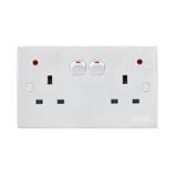 13A DOUBLE SOCKET WITH NEON INDICATOR WHITE 2K132-NEON SELAMAT