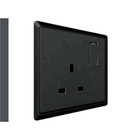 13A SINGLE SOCKET 3PIN CHARCOAL BLACK HC8613S-SBL T&J