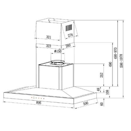 RINNAI CHIMNEY HOOD RH-C1119-GCW 90CM 1200M3/H