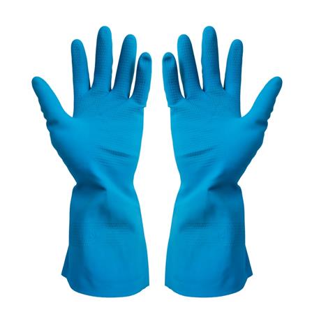 RUBBER GLOVES BY TORA SIZE M 12IN LIGHT BLUE