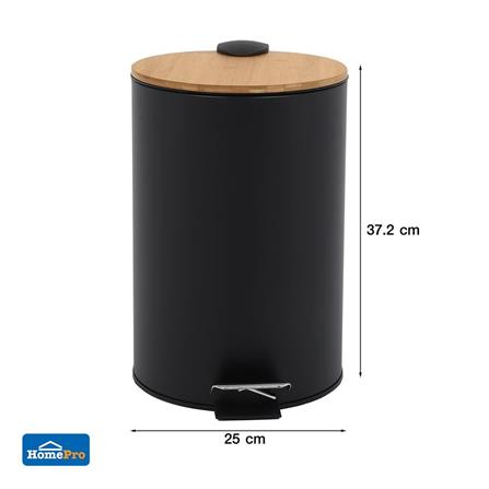 ROUND DUSTBIN SYLVAN 12L BLACK & BAMBOO