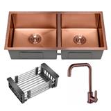 CABANA BUILT-IN UNDERMOUNT SINK 2BOWL ROSE GOLD CKS7507 86CM
