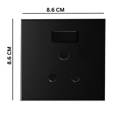SWITCH 15A 1GANG SOCKET ROUND PIN SIMON E6 721582-26 BLACK