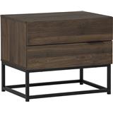 NUHOOM CAPRI SIDE TABLE IN MATT BLACK EPOXY COLOUR LEG, WALNUT COLOUR TOP 802/170