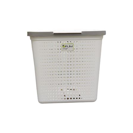 PLIM CLOTH BASKET WITH LID BUBBLE WHITE