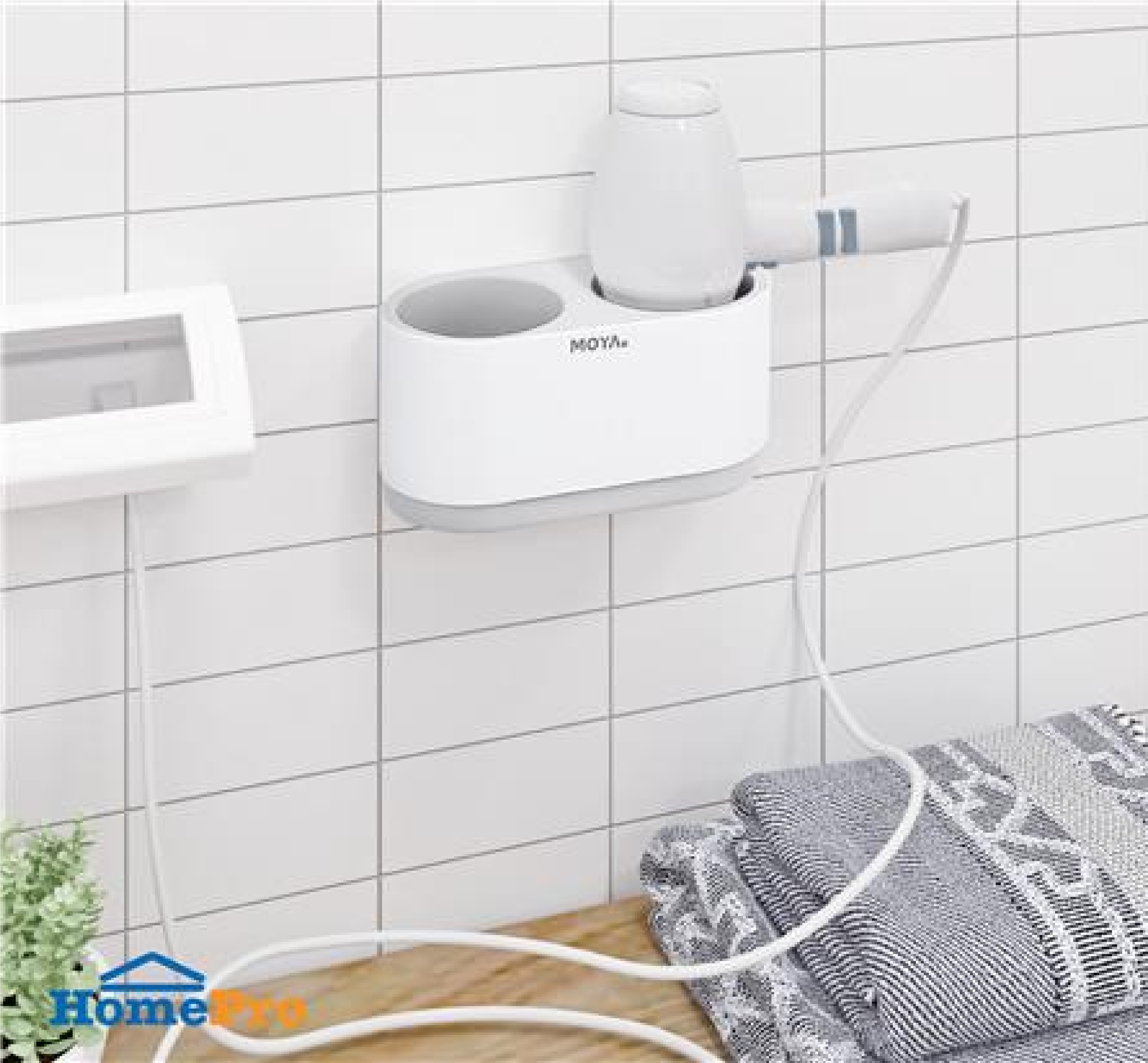 HAIR DRYER HOLDER SLIM MOYA E1811 WHITE+GREY