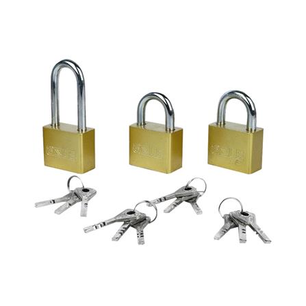 AZLE KEYED ALIKE PADLOCK SET 40MM 3 EACH POLISHED BRASS
