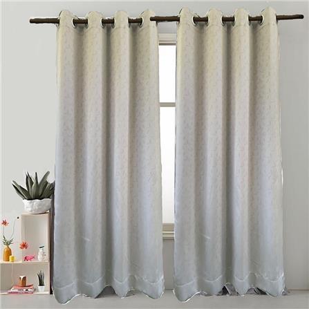 HLS CURTAIN EYELET LEAF 140X180CM GRAY