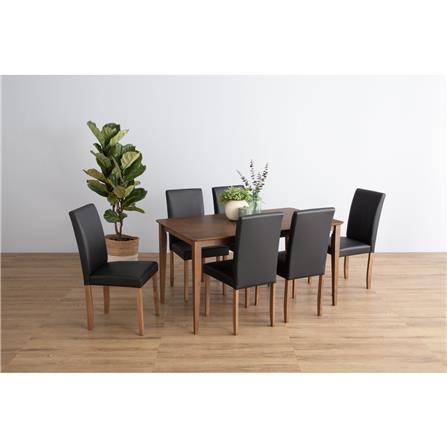 NUHOOM LENORE DINING CHAIR IN COCOA COLOUR LEG, ESPRESSO COLOUR VINYL