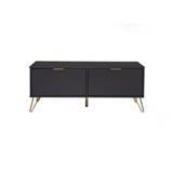 NUHOOM VOLOS COFFEE TABLE IN GOLD COLOUR METAL LEG, BLACK COLOUR TOP
