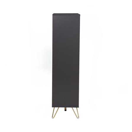 NUHOOM VOLOS MULTI FUNCTION CABINET IN GOLD COLOUR METAL LEG, BLACK COLOUR TOP