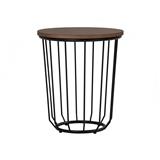 NESTHOUZ FLUX ROUND SIDE TABLE IN COCOA COLOUR TOP, MATT BLACK EPOXY LEG