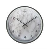 WALL CLOCK 12" GREY METAL SILENT MARBLE DIAL