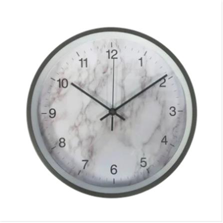 WALL CLOCK 12" GREY METAL SILENT MARBLE DIAL