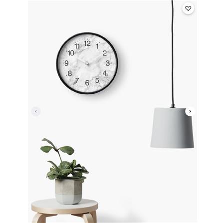 WALL CLOCK 12" GREY METAL SILENT MARBLE DIAL