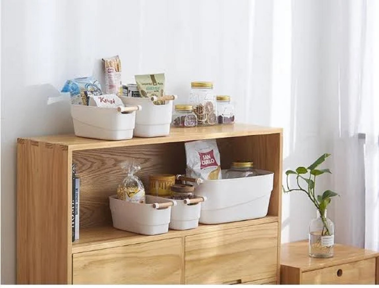 MULTIPURPOSE STORAGE BOX WITH WOODEN HANDLE 14.5X27X12CM