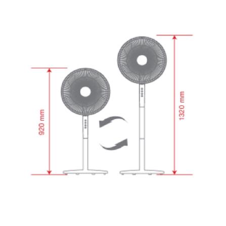 KHIND STAND FAN SF1663H 16INCH 50WATT 5BLADES 3SPEED
