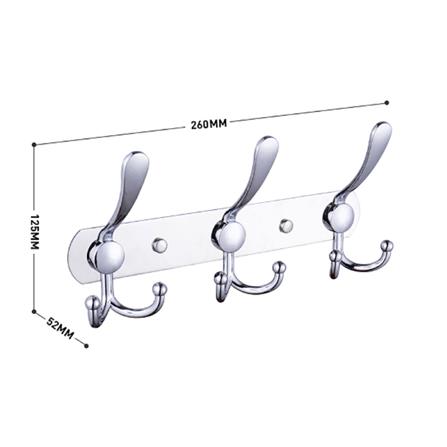RASLAND HOOK 3HOOK RA BIGBEN-55 CHROME (H12.50XW26XD5.20 CM)