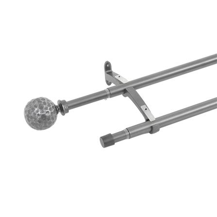 HLS DOUBLE CURTAIN ROD HAMMER 180-310CM CHARCOAL