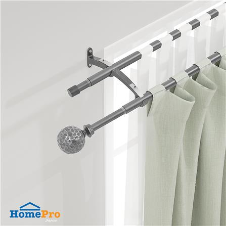 HLS DOUBLE CURTAIN ROD HAMMER 180-310CM CHARCOAL