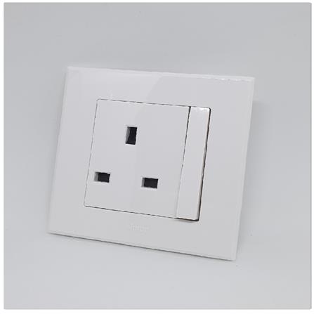 SWITCH SOCKET FLATPIN 1GANG 13A SIMON 301382B WHITE