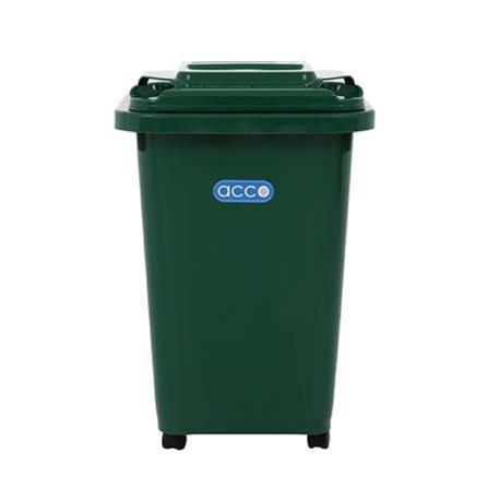 SQUARE DUSTBIN WITH WHEELS ACCO CLEAN 32L GREEN