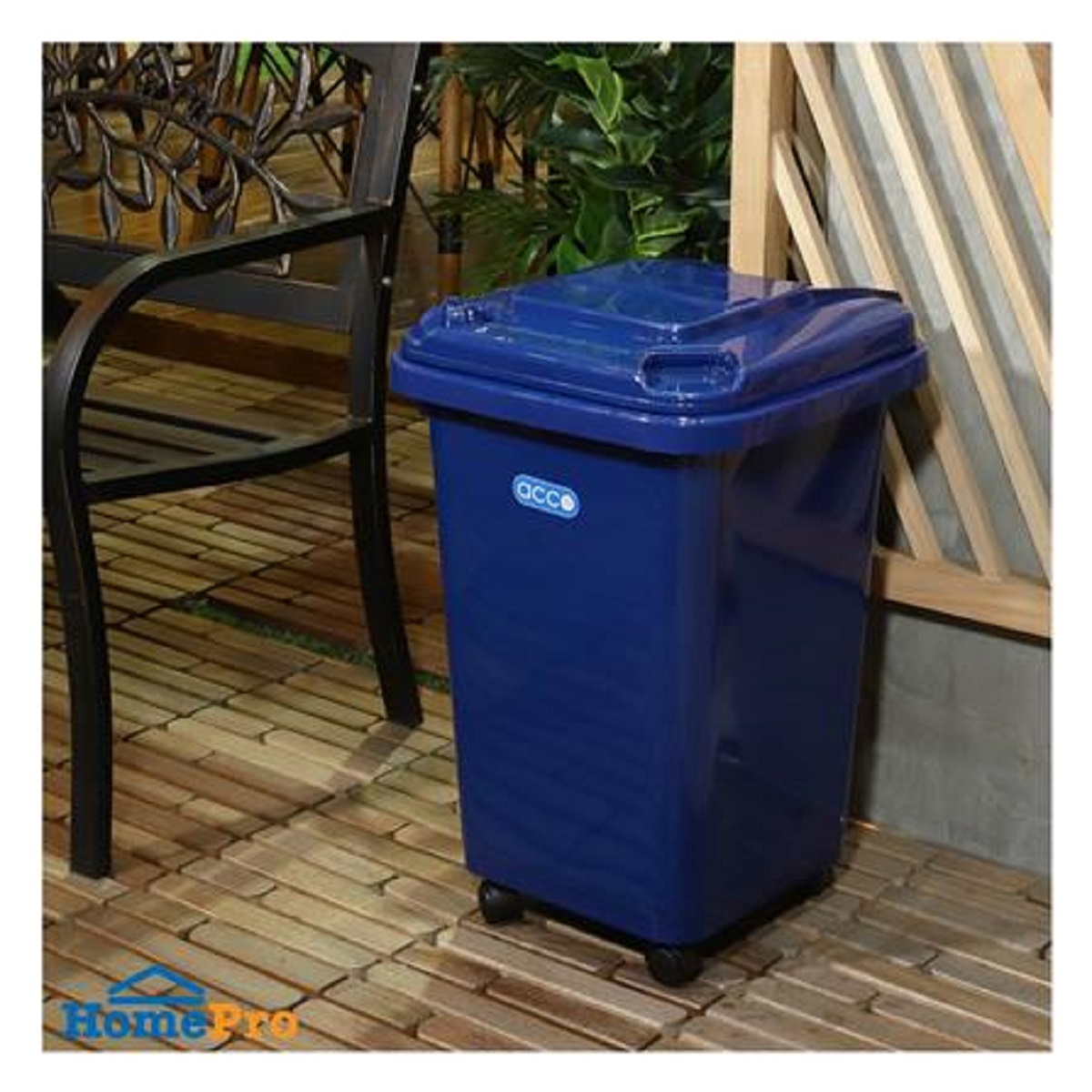 SQUARE DUSTBIN WITH WHEELS ACCO CLEAN 32L BLUE