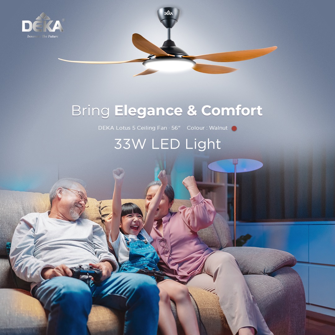 DEKA CEILING FAN LOTUS 5 WALNUT ABS 56"