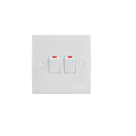 10A 2GANG 1WAY SWITCH MS102L  SELAMAT