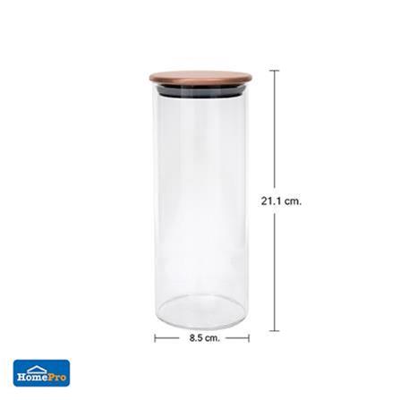 GLASS CANISTER WITH PULL LID KECH SS SLIM L 0.9L CLEAR