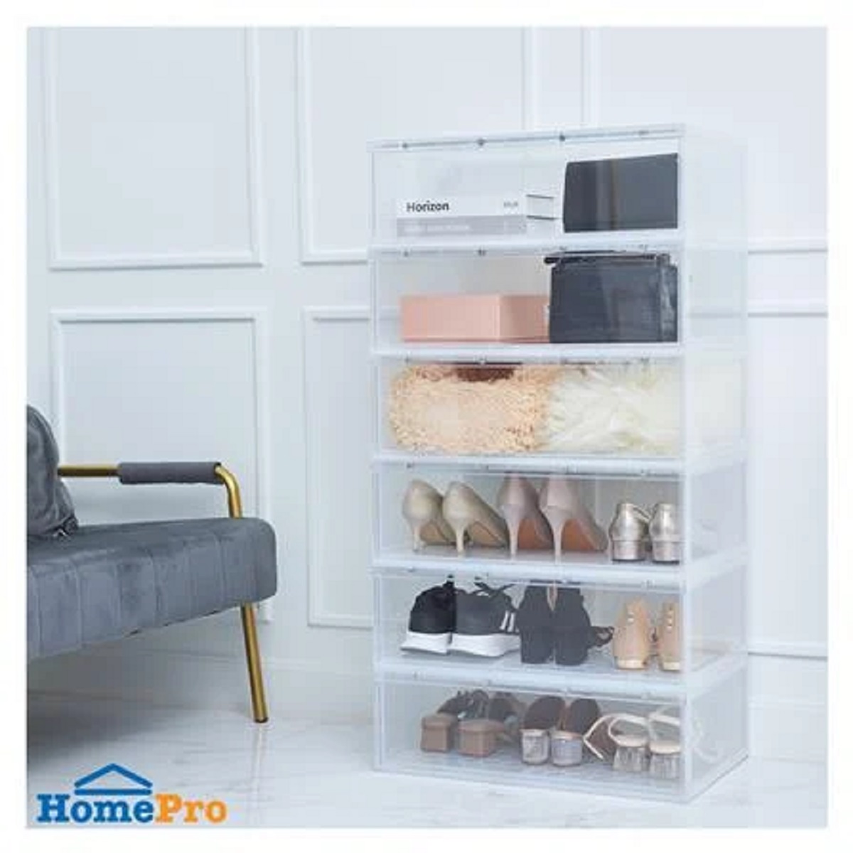 SHOES BOX STACKO MAGNETIC LOCK 56x37x18.3CM 1018 CLEAR