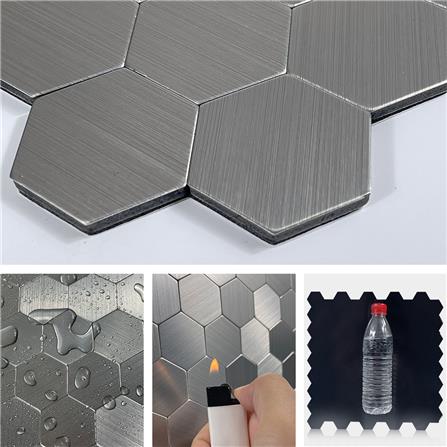 TARA PEEL & STICK ALUMINIUM WALL STICKER 29X28.8CM HONEYCOMB SILVER 2IN1