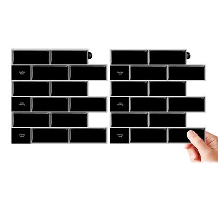 TARA PEEL & STICK VINYL WALL STICKER 30.5X30.5CM BLACK BRICK 2IN1
