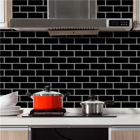 TARA PEEL & STICK VINYL WALL STICKER 30.5X30.5CM BLACK BRICK 2IN1