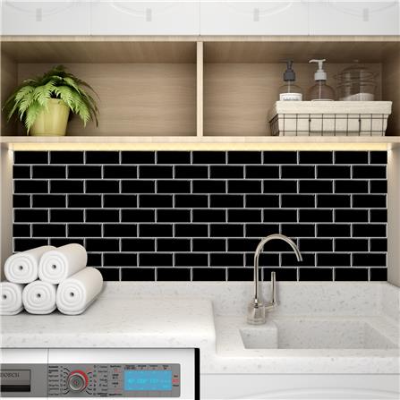 TARA PEEL & STICK VINYL WALL STICKER 30.5X30.5CM BLACK BRICK 2IN1
